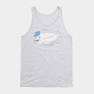 Flying Seal Airplane, Grey, Silly Animal Design, Funny Animal Tank Top